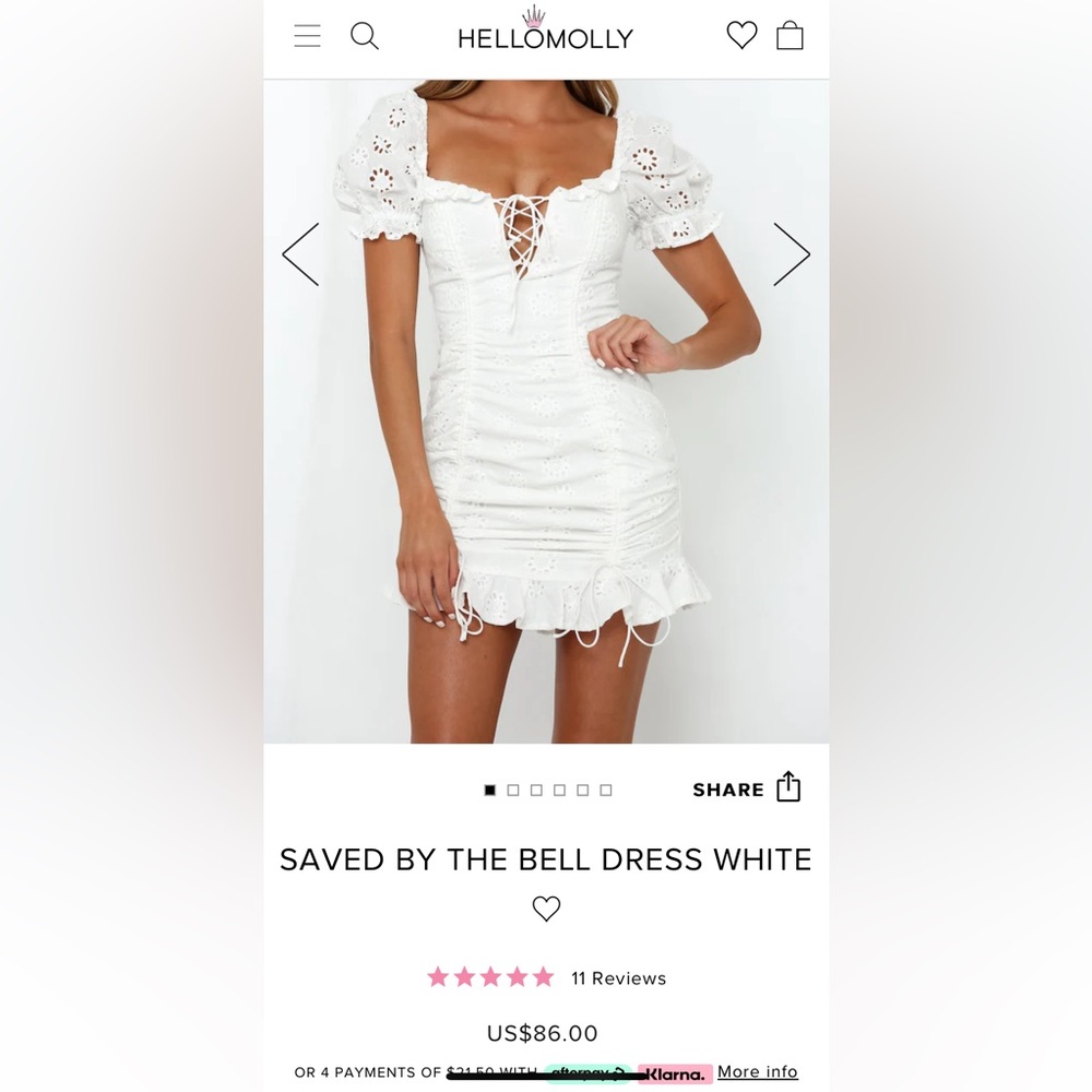 NWT Hello Molly, XS, white eyelet mini